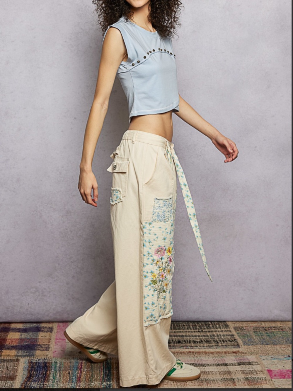 🎂 POL “ COLUMBIA ” POL DENIM TWILL PANT WITH EMBROIDERY DETAIL 61 - Picture 5 of 6